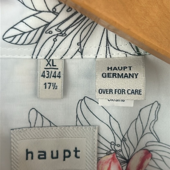 HAUPT Germany Men’s Cotton Floral Button Up Long Sleeve Shirt Size XL 17 1/2 - Picture 7 of 16